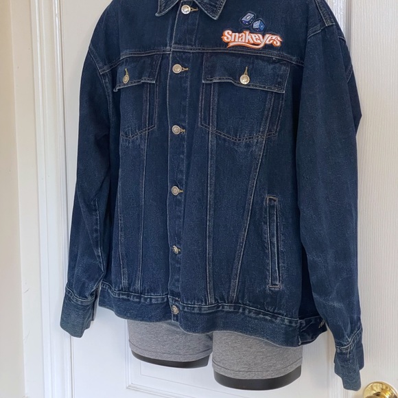 Snakeyes denim trucker jacket, dark wash, embroidered patch, large - Picture 5 of 16
